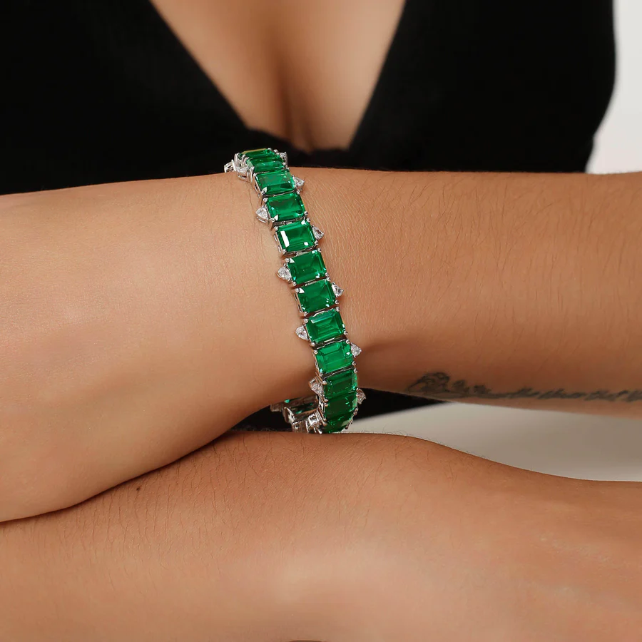 25ctw Personalized Emerald Cut Emerald Bracelet
