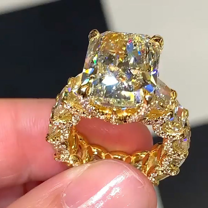 12ct Radiant Cut Yellow Diamond Ring -joshiny