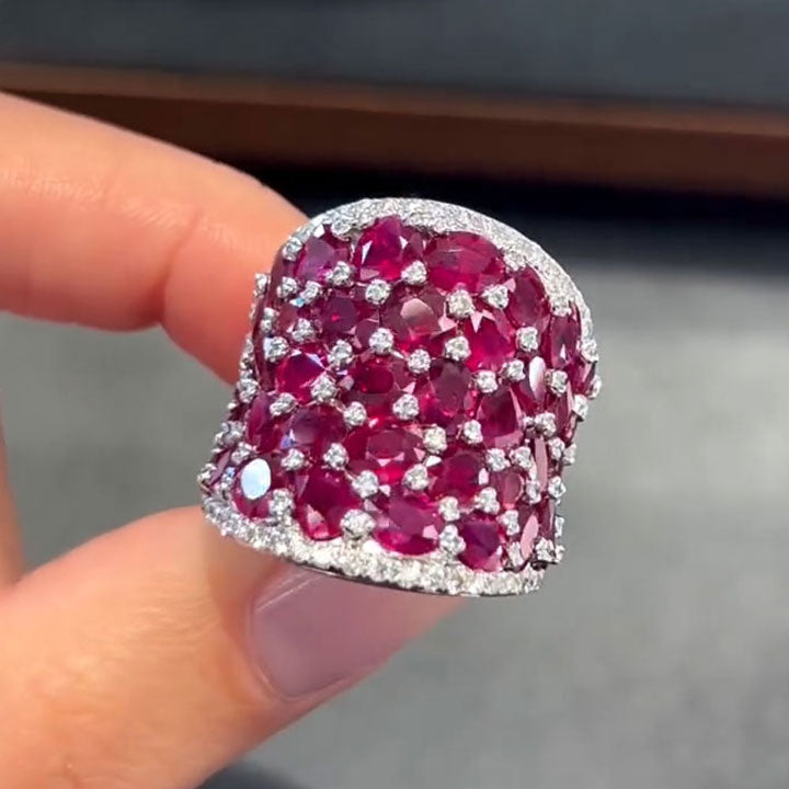 25ctw Oval Cut Ruby Saddle Ring -JOSHINY