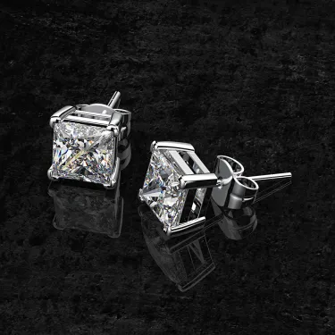 2.0ct Classic Princess Cut Diamond Stud Earrings -JOSHINY