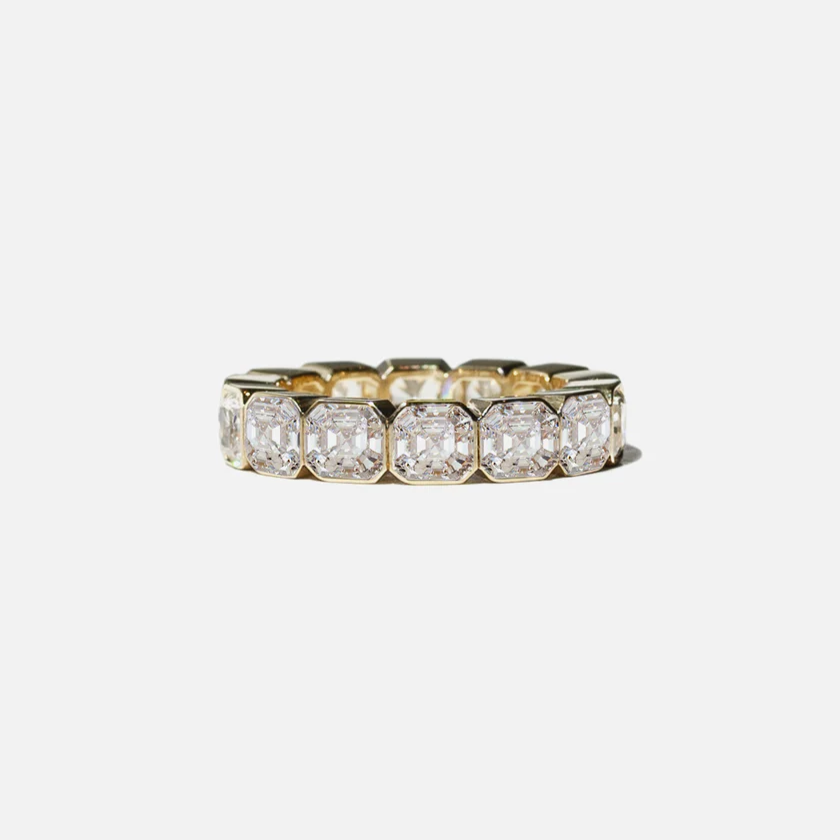6ctw Halo Asscher Cut White Gemstone Wedding Ring for Men & Women