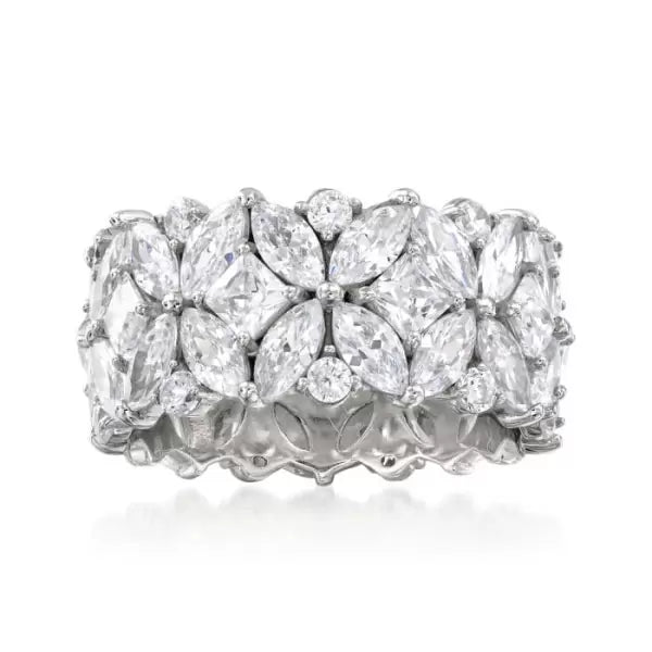 5.35ctw Marquise Cut White Gemstone Snowflake Ring