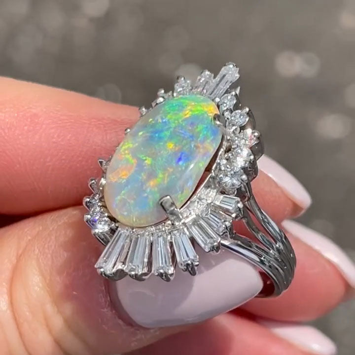 6.17ct Oval Opal Ballet Women's Diamond Ring -JOSHINY