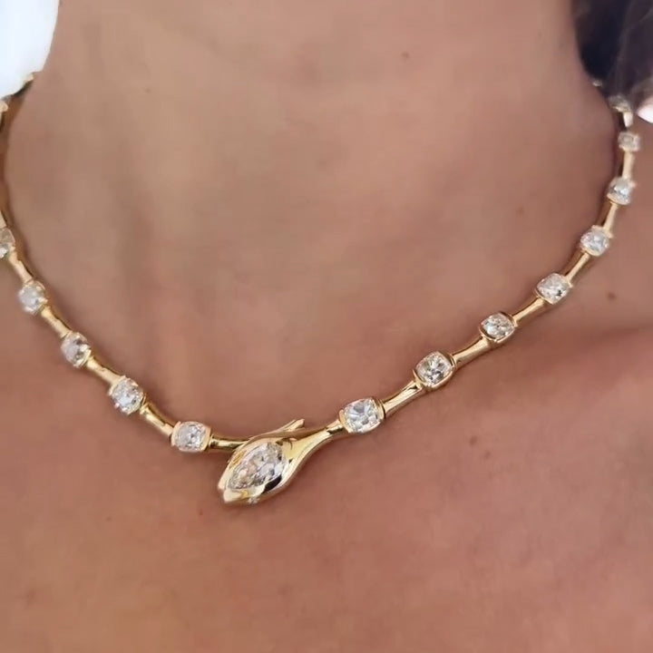 17.49ctw Streamlined Antique Pear Shaped Diamond Collar -JOSHINY