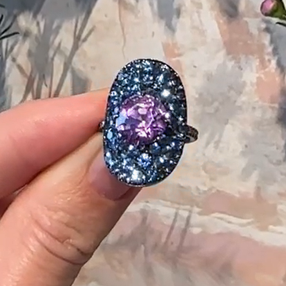 5 ctw Purple & Blue Gemstone "Hat" Ring -JOSHINY