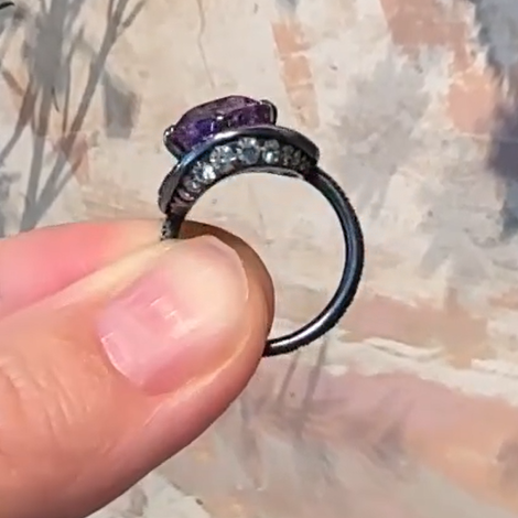 5 ctw Purple & Blue Gemstone "Hat" Ring -JOSHINY