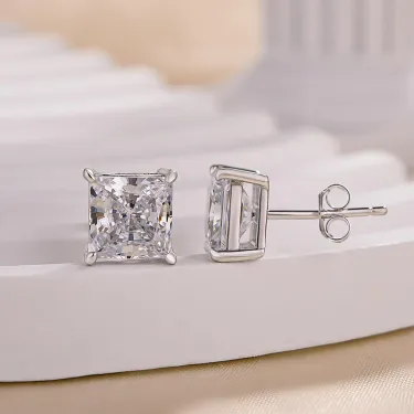 2.0ct Classic Princess Cut Diamond Stud Earrings -JOSHINY