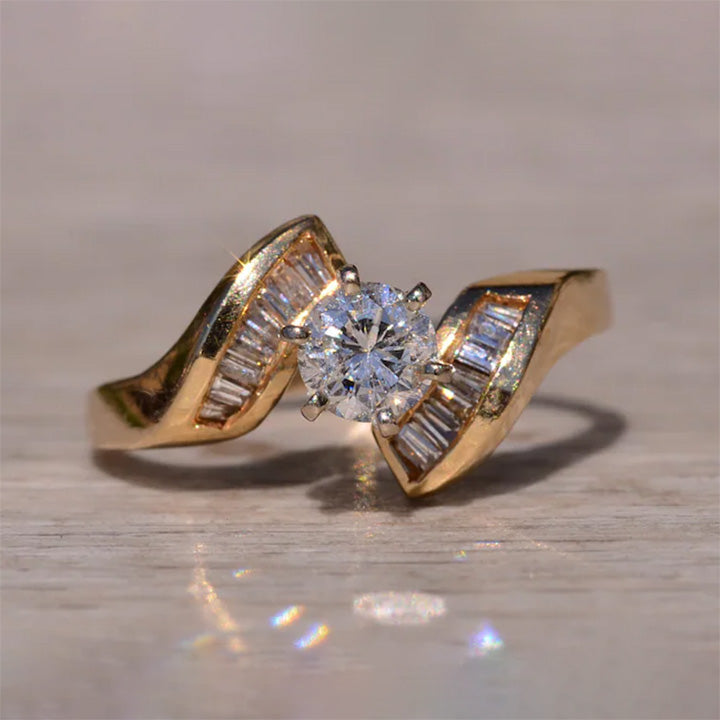 3.5ct Gold Bypass Style Vintage Engagement Ring -joshiny