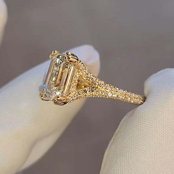 3ct Emerald Cut Split Shank Engagement Ring -joshiny