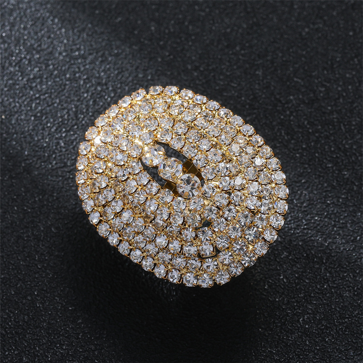 Fashion Round Cut Geometric Pave Diamond Ring-JOSHINY