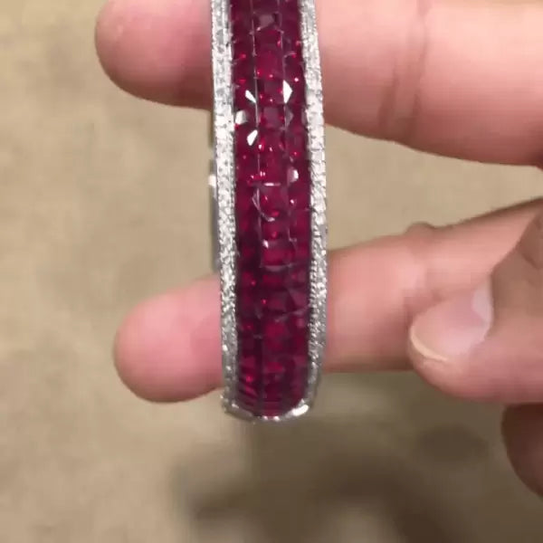 22.4ctw Invisible Set Full Hoop Ruby Bracelet