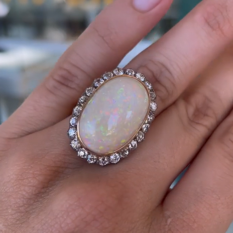 Classic 20 ctw White Opal Aperture Ring -JOSHINY