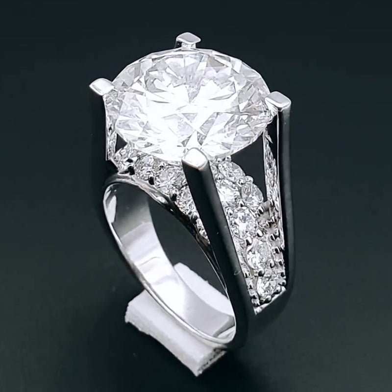 Elegant 8.0ct Wide Band Diamond Engagement Ring -JOSHINY