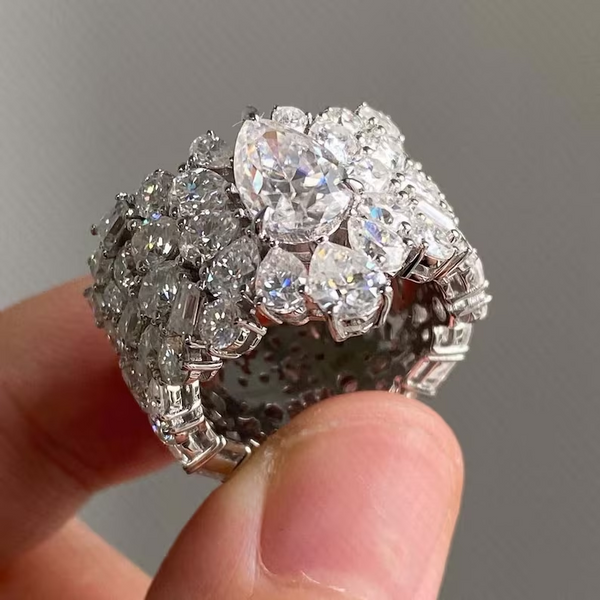 10.5ctw Art Deco Pear Cut Diamond Ring -JOSHINY