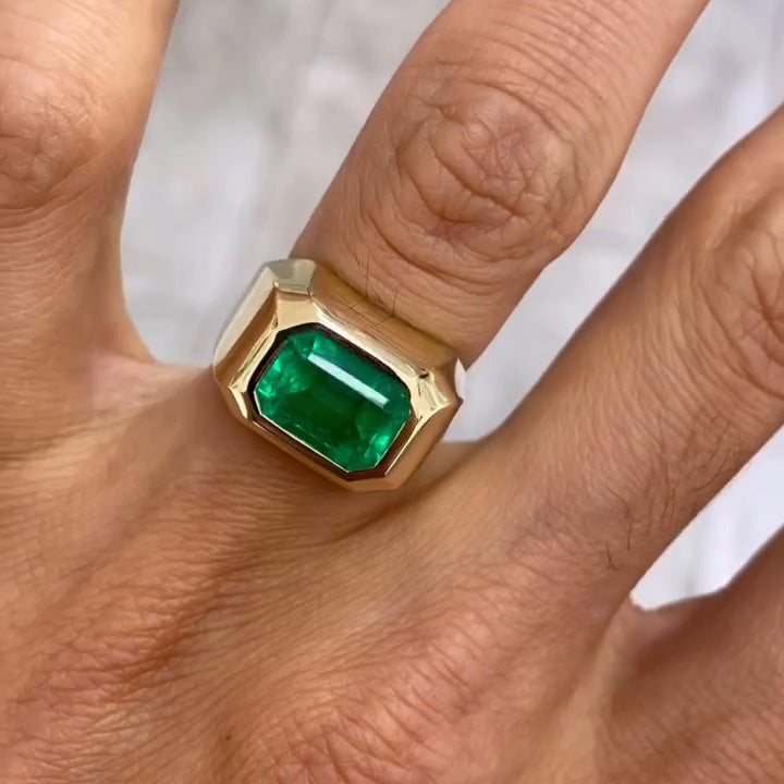 4.5ct Emerald Cut Columbia Men's Diamond Ring -joshiny