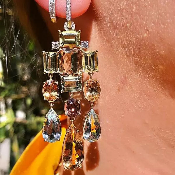 23ct Colored Gemstone Drop Earrings