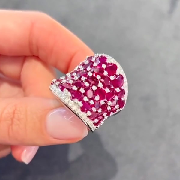 25ctw Oval Cut Ruby Saddle Ring -JOSHINY