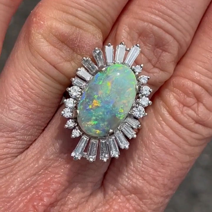 6.17ct Oval Opal Ballet Women's Diamond Ring -JOSHINY