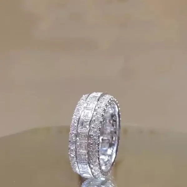 7.35ct Round and Asscher Cut White Gemstone Luxury Ring