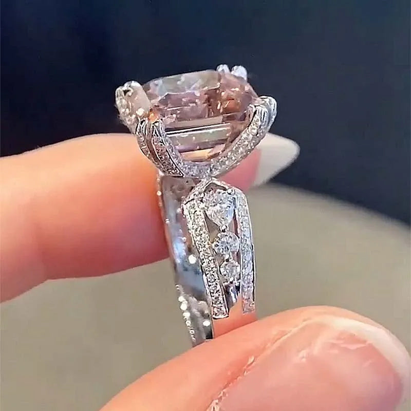 6ct Pink Morganite Square Cut Engagement Ring