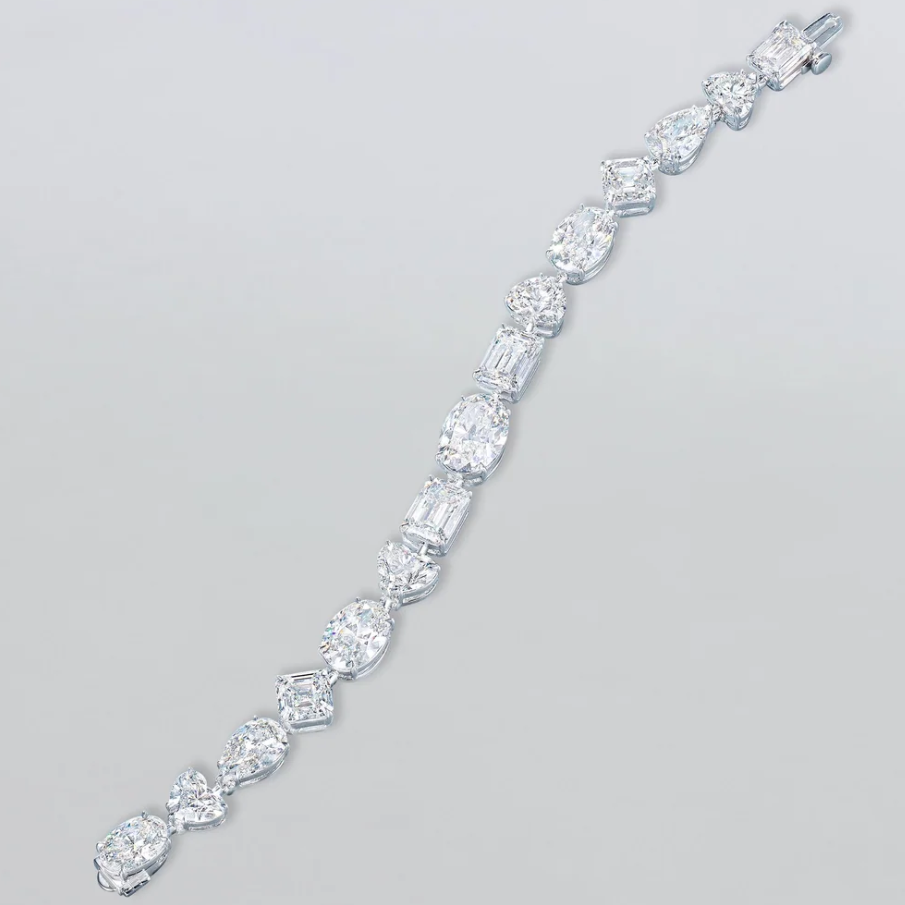 38ctw Fantasy Multi-Cut White Gemstone Bracelet