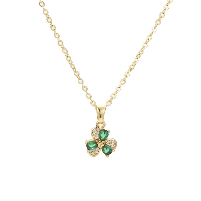 2.7ctw Pear Shaped Clover Pendant Necklace -JOSHINY