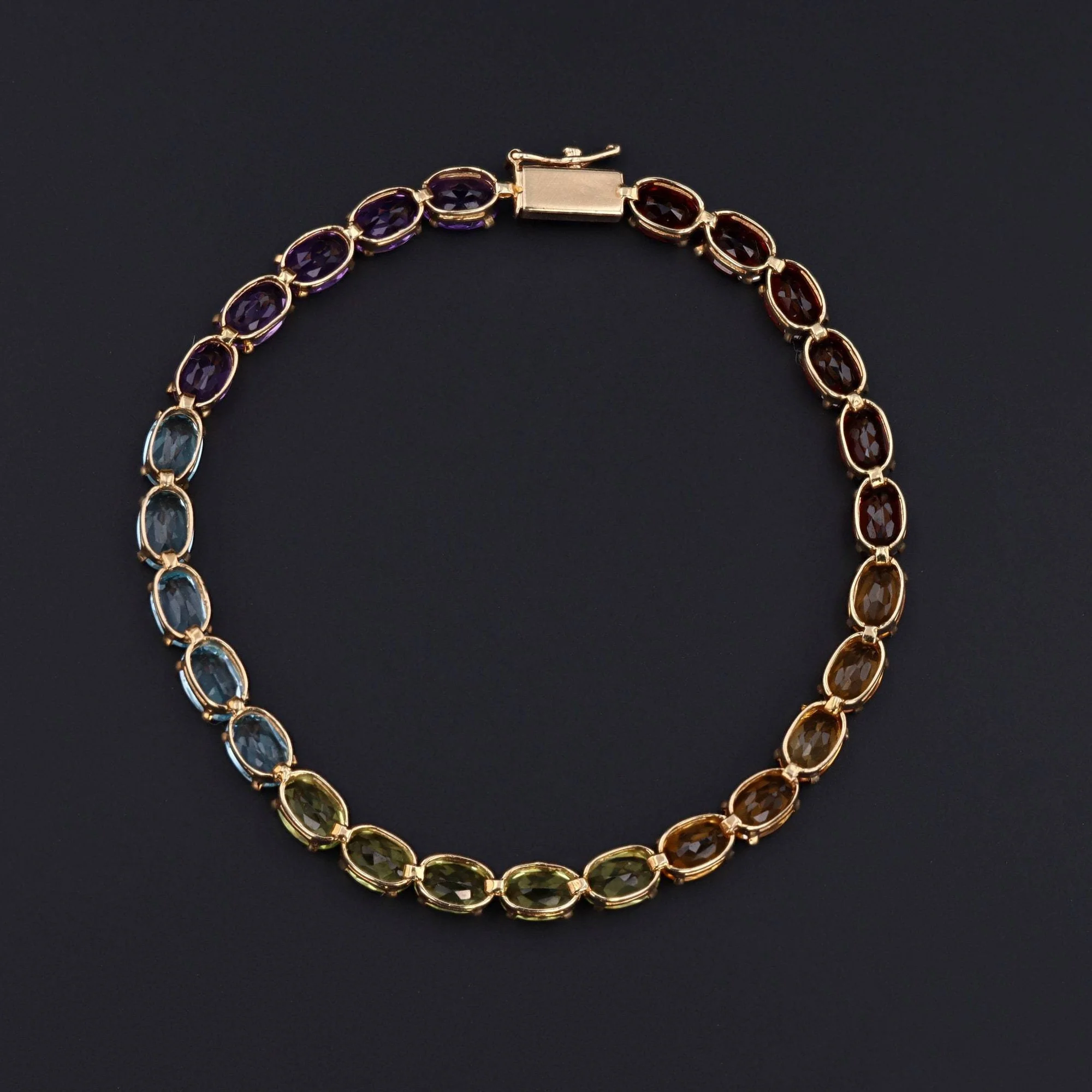 Oval Cut Multicolor Rainbow Tennis Bracelet-JOSHINY