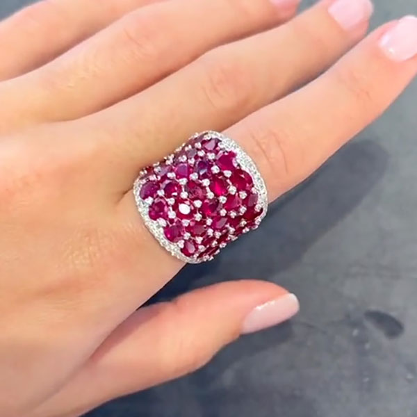 25ctw Oval Cut Ruby Saddle Ring -JOSHINY