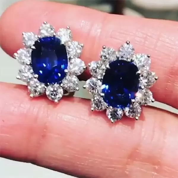 2ctw Oval Cut Blue Sapphire Stud Earrings