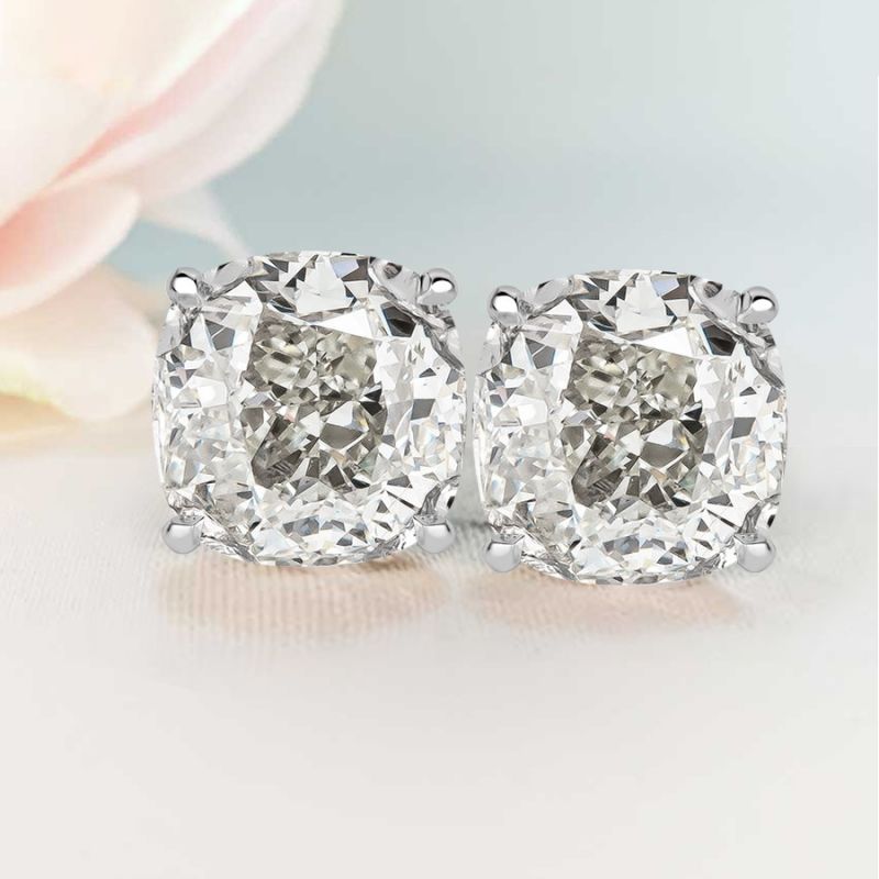 7.5ctw Classic Cushion Cut Halo White Gemstone Stud Earrings