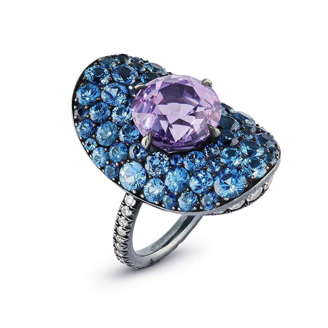 5 ctw Purple & Blue Gemstone "Hat" Ring -JOSHINY