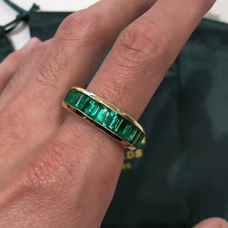 4ctw Emerald Cut Eternity Row Ring -joshiny