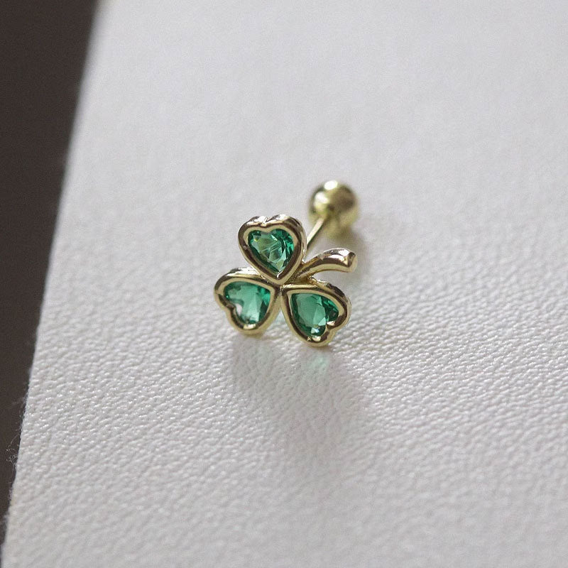 1 ctw Heart Cut Green Gemstone Shamrock Stud Earrings -JOSHINY