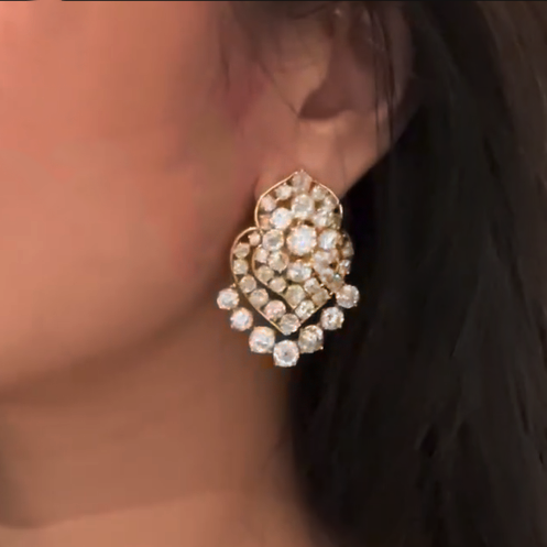 Gorgeous 9 ctw Round Cut White Gemstone Chandelier Earrings -JOSHINY