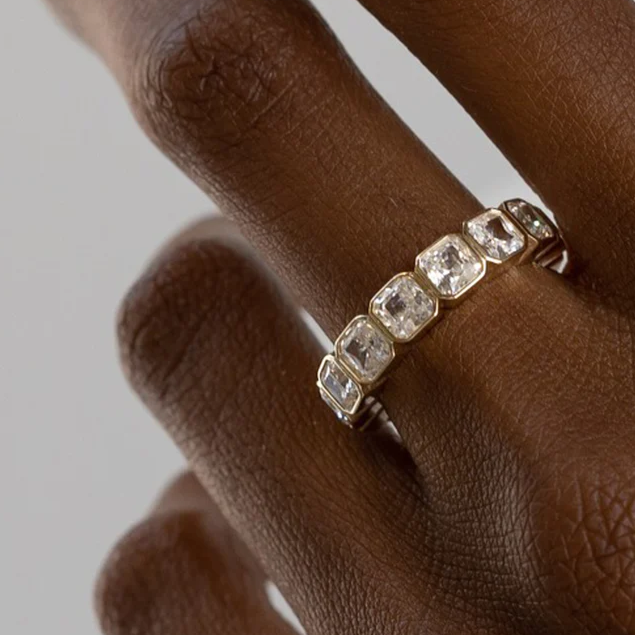6ctw Halo Asscher Cut White Gemstone Wedding Ring for Men & Women