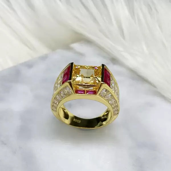 5.6 ctw Avant-Garde Yellow Princess Cut Gemstone Ring