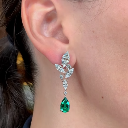 8ctw Pear Cut Emerald Geometric Earrings