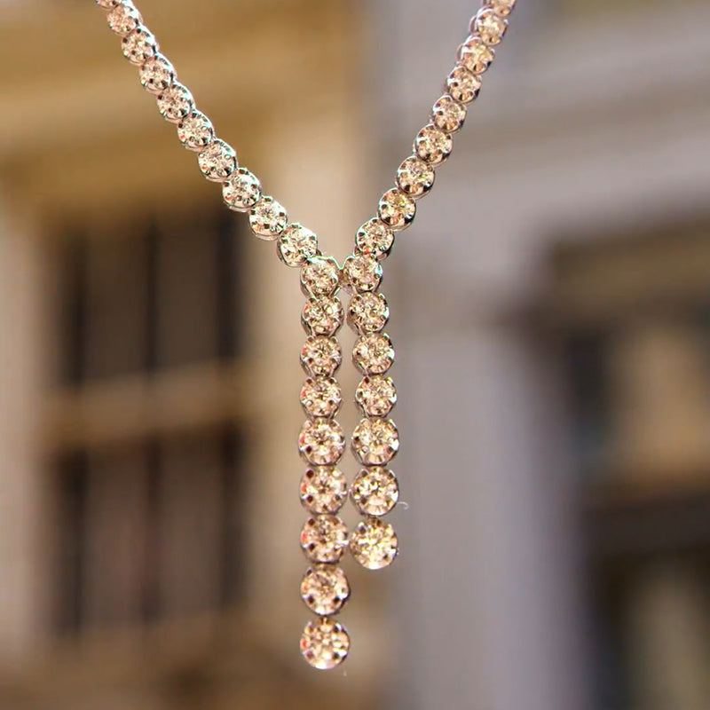 50ctw Linear Sparkling Slim Pendant Necklace -JOSHINY