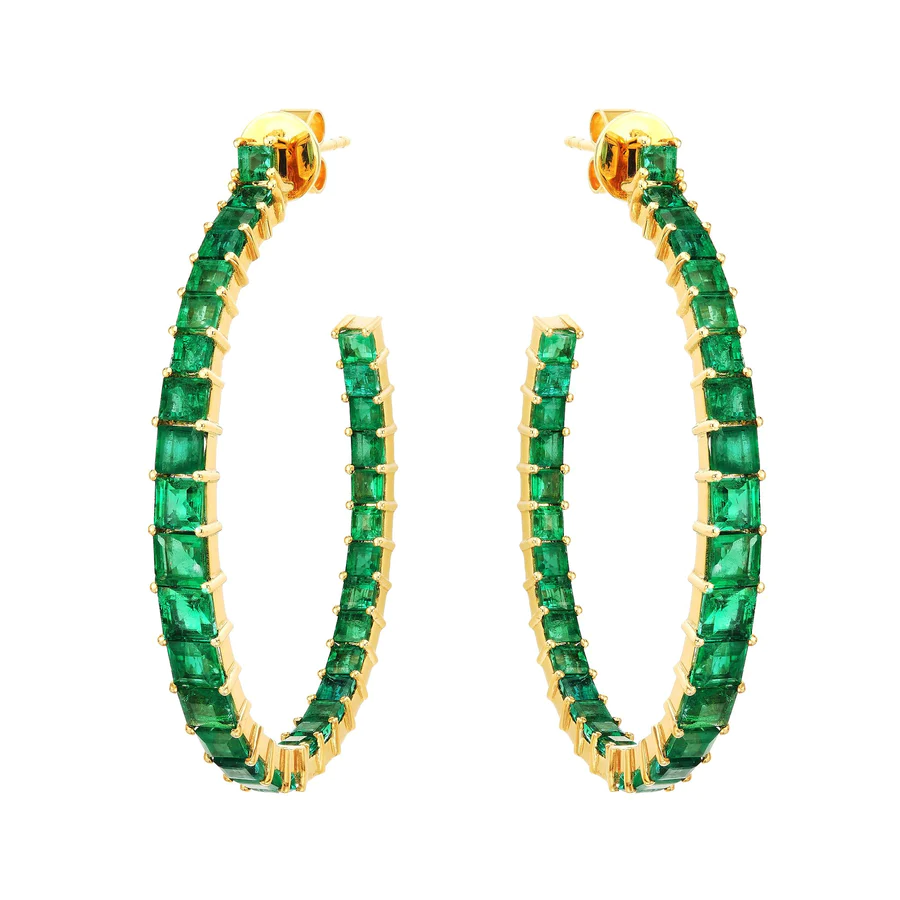 9.5ctw Emerald Halo Earrings