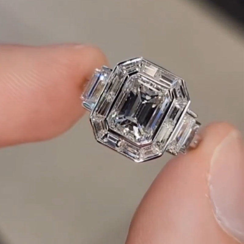 4.5ct Emerald Cut Engagement Ring-JOSHINY