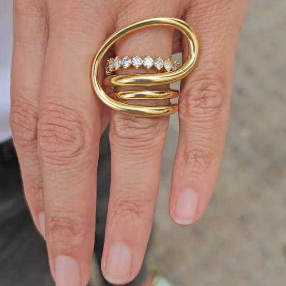 Stylish Minimalist Golden Geometric Ring -JOSHINY