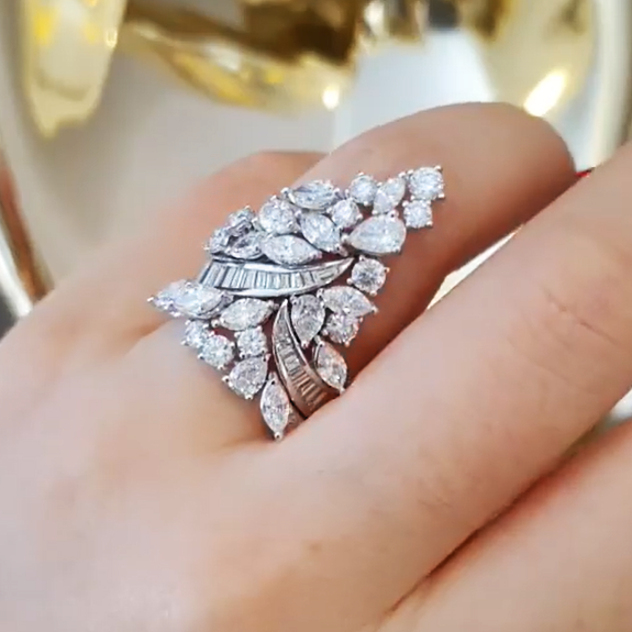 Gorgeous 8 ctw Multi-Cut White Gemstone Ring -JOSHINY