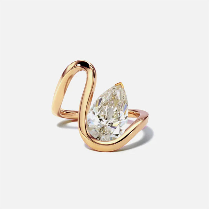 3ct Pear Cut Wave Engagement Ring -joshiny