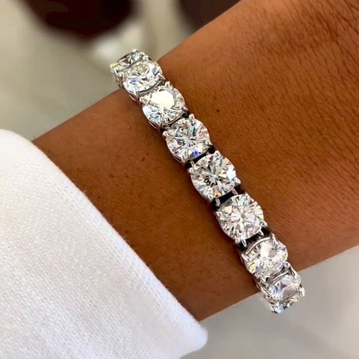 30ctw White Round Cut Tennis Bracelet -joshiny