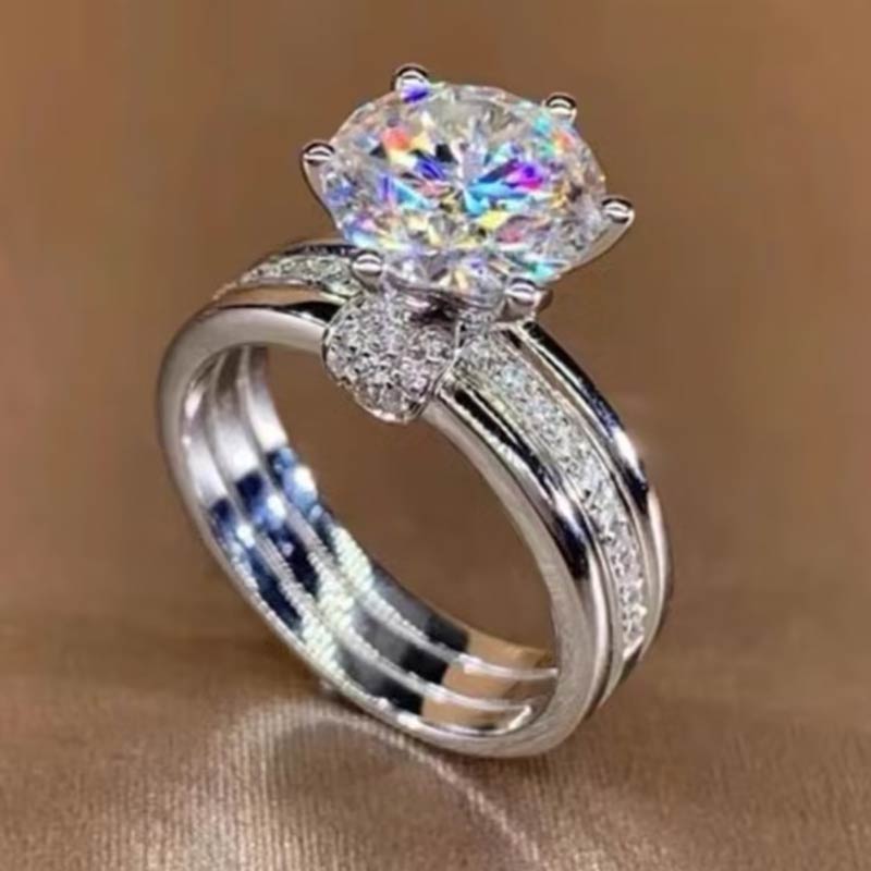 4.0ct Round Cut Art Deco Gold and Silver Bicolour Engagement Ring -JOSHINY