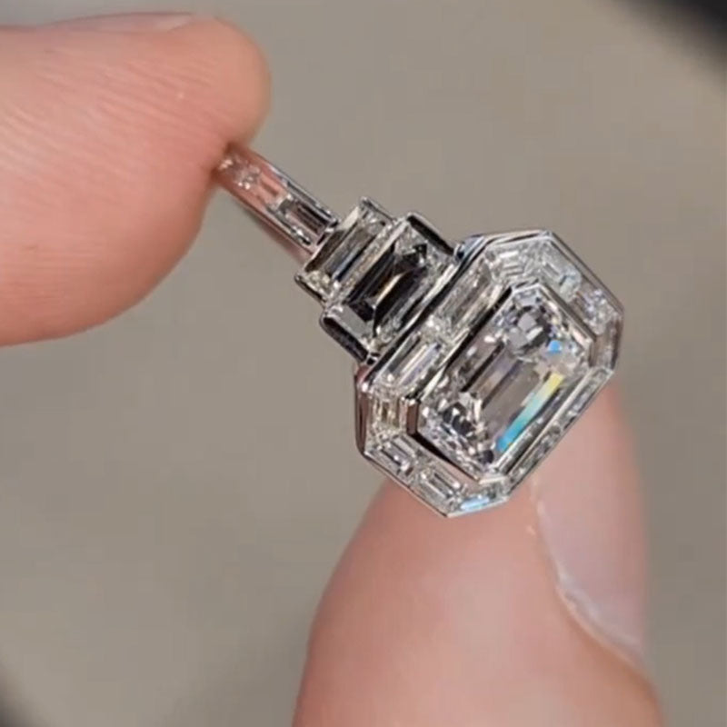 4.5ct Emerald Cut Engagement Ring-JOSHINY