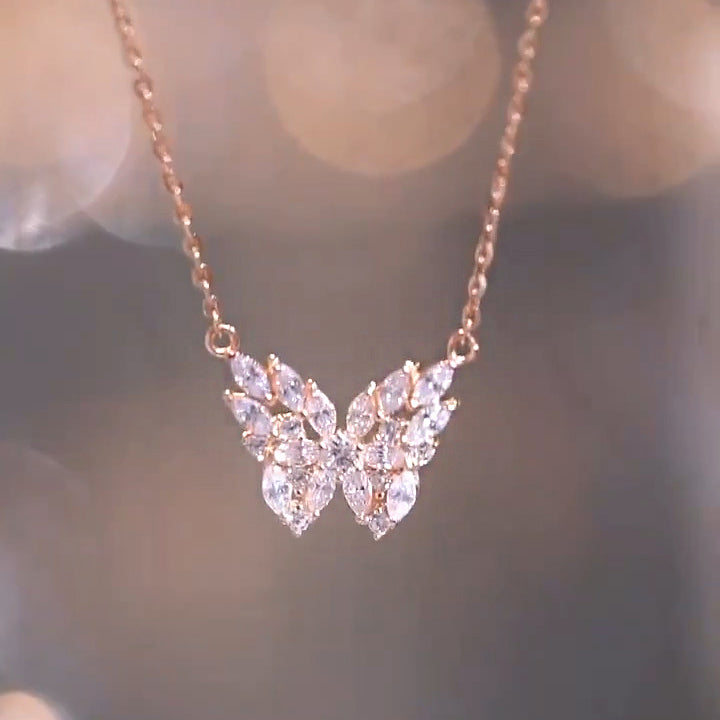 1.0ctw Marquise Cut Butterfly Diamond Necklace -JOSHINY