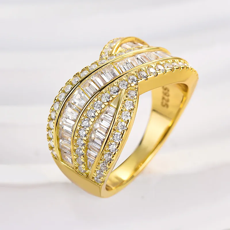 Emerald Cut Pave Charming Cross Wedding Band