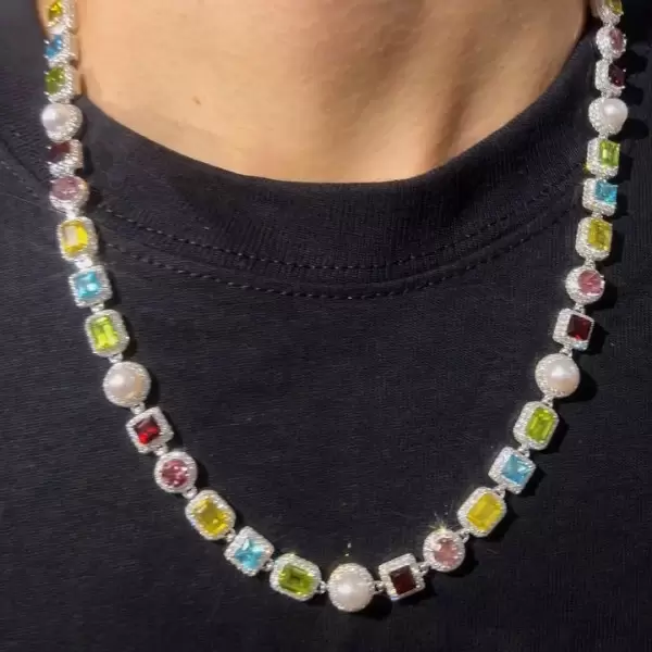 90ctw Multi-colour Gemstone Necklace-JOSHINY