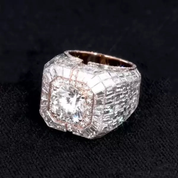 5ct Round Cut Pavé Diamond Ring-JOSHINY